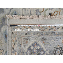 Load image into Gallery viewer, 9&#39;10&quot;x9&#39;10&quot; Bright Gray, Natural Wool, Denser Weave, Oushak With Floral Motifs, Hand Knotted, Square, Oriental Rug FWR60282