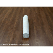 Load image into Gallery viewer, 4&#39;x5&#39;9&quot; Pastel Gray With Touches Of Gold, Hi-low Pile, Abstract Design, Wool And Silk, Hand Knotted, Oriental Rug FWR60330