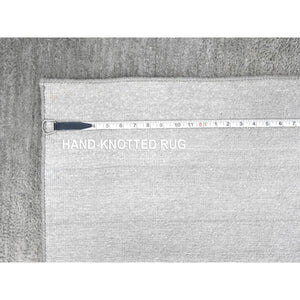 9'x11'10" Perfect Gray, THE MOONLIGHT, Modern Gradation Design, Thick and Plush, 100% Wool, Hand Knotted, Oriental Rug FWR60342