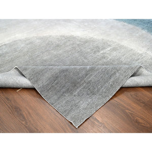 9'x11'10" THE OCEAN, Modern Gradation Design, Thick and Plush, Hand Knotted, 100% Wool, Oriental Rug FWR60354