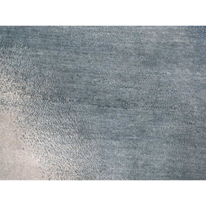 9'x11'10" THE OCEAN, Modern Gradation Design, Thick and Plush, Hand Knotted, 100% Wool, Oriental Rug FWR60354