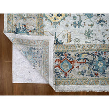 Load image into Gallery viewer, 11&#39;10&quot;x15&#39; Heavenly Gray, Broken And Erased Persian Heriz Design, Natural Wool, Soft Color Pallet, Hand Knotted, Densely Woven, Oversized, Oriental Rug FWR60366