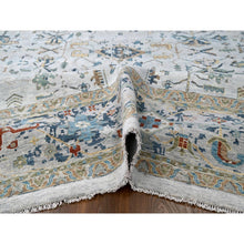 Load image into Gallery viewer, 11&#39;10&quot;x15&#39; Heavenly Gray, Broken And Erased Persian Heriz Design, Natural Wool, Soft Color Pallet, Hand Knotted, Densely Woven, Oversized, Oriental Rug FWR60366