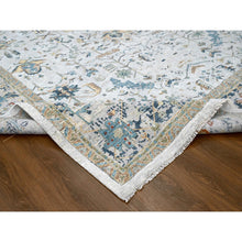 Load image into Gallery viewer, 11&#39;10&quot;x15&#39; Heavenly Gray, Broken And Erased Persian Heriz Design, Natural Wool, Soft Color Pallet, Hand Knotted, Densely Woven, Oversized, Oriental Rug FWR60366