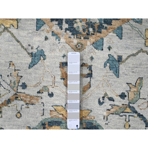 11'10"x15' Heavenly Gray, Broken And Erased Persian Heriz Design, Natural Wool, Soft Color Pallet, Hand Knotted, Densely Woven, Oversized, Oriental Rug FWR60366