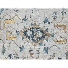 Load image into Gallery viewer, 11&#39;10&quot;x15&#39; Heavenly Gray, Broken And Erased Persian Heriz Design, Natural Wool, Soft Color Pallet, Hand Knotted, Densely Woven, Oversized, Oriental Rug FWR60366