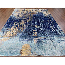 Load image into Gallery viewer, 8&#39;10&quot;x11&#39;9&quot; Aegean Blue, Modern Mosaic Design With Mix Of Gold, Hand Knotted, Persian Knot, Denser Weave, Wool And Silk, Oriental Rug FWR60372