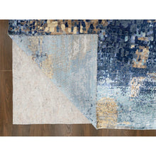 Load image into Gallery viewer, 8&#39;10&quot;x11&#39;9&quot; Aegean Blue, Modern Mosaic Design With Mix Of Gold, Hand Knotted, Persian Knot, Denser Weave, Wool And Silk, Oriental Rug FWR60372