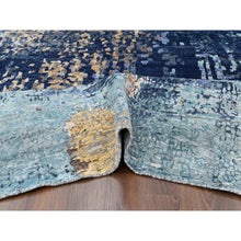 Load image into Gallery viewer, 8&#39;10&quot;x11&#39;9&quot; Aegean Blue, Modern Mosaic Design With Mix Of Gold, Hand Knotted, Persian Knot, Denser Weave, Wool And Silk, Oriental Rug FWR60372