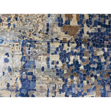 Load image into Gallery viewer, 8&#39;10&quot;x11&#39;9&quot; Aegean Blue, Modern Mosaic Design With Mix Of Gold, Hand Knotted, Persian Knot, Denser Weave, Wool And Silk, Oriental Rug FWR60372