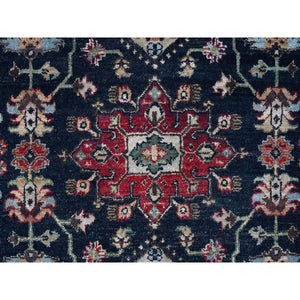 10'x10' Power Black, Hand Knotted, Karajeh Design with All Over Pattern, Vegetable Dyes, Soft Pile, 100% Wool, Round, Oriental Rug FWR60390