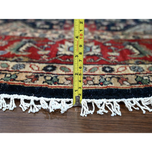 10'x10' Power Black, Hand Knotted, Karajeh Design with All Over Pattern, Vegetable Dyes, Soft Pile, 100% Wool, Round, Oriental Rug FWR60390