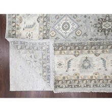 Load image into Gallery viewer, 14&#39;x17&#39;9&quot; Chrome Gray, Karajeh And Geometric Design, Hand Knotted, Organic Wool, Oversized, Oriental Rug FWR60420