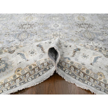 Load image into Gallery viewer, 14&#39;x17&#39;9&quot; Chrome Gray, Karajeh And Geometric Design, Hand Knotted, Organic Wool, Oversized, Oriental Rug FWR60420