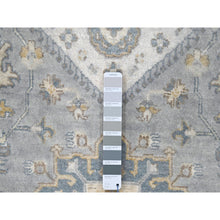 Load image into Gallery viewer, 14&#39;x17&#39;9&quot; Chrome Gray, Karajeh And Geometric Design, Hand Knotted, Organic Wool, Oversized, Oriental Rug FWR60420