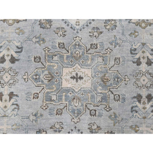 14'x17'9" Chrome Gray, Karajeh And Geometric Design, Hand Knotted, Organic Wool, Oversized, Oriental Rug FWR60420