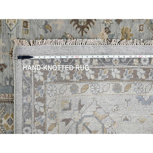 14'x17'9" Chrome Gray, Karajeh And Geometric Design, Hand Knotted, Organic Wool, Oversized, Oriental Rug FWR60420