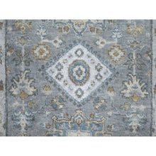 Load image into Gallery viewer, 2&#39;7&quot;x9&#39;9&quot; Cloud Gray, Organic Wool, Karajeh And Geometric Design, Hand Knotted, Runner, Oriental Rug FWR60438