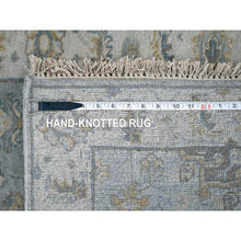 Load image into Gallery viewer, 2&#39;7&quot;x9&#39;9&quot; Cloud Gray, Organic Wool, Karajeh and Geometric Design, Hand Knotted, Runner, Oriental Rug FWR60438