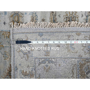 2'6"x18' Misty Gray, Karajeh and Geometric Design, Natural Wool, Hand Knotted, XL Runner, Oriental Rug FWR60450
