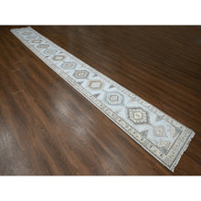 Load image into Gallery viewer, 2&#39;9&quot;x21&#39;9&quot; Medium Gray, Persian Village Inspired Geometric Elements Design, Natural Dyes, Denser Weave, Organic Wool, Hand Knotted, XL Runner, Oriental Rug FWR60462