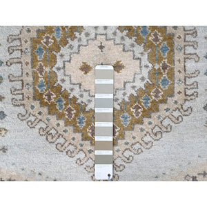 2'9"x21'9" Medium Gray, Persian Village Inspired Geometric Elements Design, Natural Dyes, Denser Weave, Organic Wool, Hand Knotted, XL Runner, Oriental Rug FWR60462