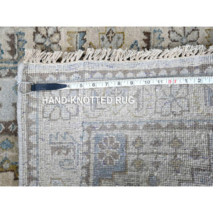 2'9"x21'9" Medium Gray, Persian Village Inspired Geometric Elements Design, Natural Dyes, Denser Weave, Organic Wool, Hand Knotted, XL Runner, Oriental Rug FWR60462