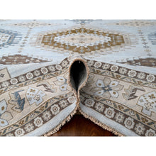 Load image into Gallery viewer, 12&#39;x14&#39;8&quot; Cloud Gray, Persian Village Inspired Geometric Elements Design, Pure Wool, Natural Dyes, Denser Weave, Hand Knotted, Oriental Oversized Rug FWR60468