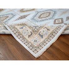 Load image into Gallery viewer, 12&#39;x14&#39;8&quot; Cloud Gray, Persian Village Inspired Geometric Elements Design, Pure Wool, Natural Dyes, Denser Weave, Hand Knotted, Oriental Oversized Rug FWR60468