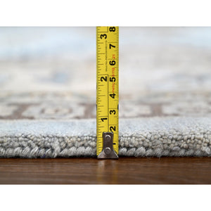 12'x14'8" Cloud Gray, Persian Village Inspired Geometric Elements Design, Pure Wool, Natural Dyes, Denser Weave, Hand Knotted, Oriental Oversized Rug FWR60468