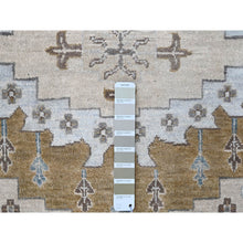 Load image into Gallery viewer, 13&#39;10&quot;x13&#39;10&quot; Mist Gray, Hand Knotted, Persian Village Inspired Geometric Elements Design, Natural Dyes, Denser Weave, Pure Wool, Round, Oriental Rug FWR60474