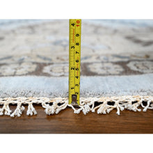 Load image into Gallery viewer, 13&#39;10&quot;x13&#39;10&quot; Mist Gray, Hand Knotted, Persian Village Inspired Geometric Elements Design, Natural Dyes, Denser Weave, Pure Wool, Round, Oriental Rug FWR60474