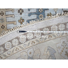 Load image into Gallery viewer, 13&#39;10&quot;x13&#39;10&quot; Mist Gray, Hand Knotted, Persian Village Inspired Geometric Elements Design, Natural Dyes, Denser Weave, Pure Wool, Round, Oriental Rug FWR60474