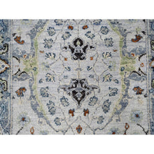 Load image into Gallery viewer, 2&#39;7&quot;x5&#39;9&quot; Bone Ivory,  Oushak With Floral Motifs, Pure Wool, Denser Weave, Hand Knotted, Runner, Oriental Rug FWR60486