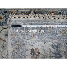 Load image into Gallery viewer, 2&#39;6&quot;x5&#39;9&quot; Eggshell White, Oushak With Floral Motifs, Hand Knotted, Denser Weave, Natural Wool, Runner, Oriental Rug FWR60492