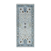 Load image into Gallery viewer, 2&#39;5&quot;x5&#39;10&quot; Snow White, Oushak with Floral Motifs, Hand Knotted, Denser Weave, Natural Wool, Runner, Oriental Rug FWR60504