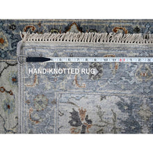 Load image into Gallery viewer, 2&#39;5&quot;x5&#39;10&quot; Chiffon White, Hand Knotted, Denser Weave, Oushak With Floral Motifs, Natural Wool, Oriental, Runner Rug FWR60510