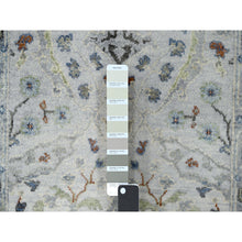 Load image into Gallery viewer, 2&#39;6&quot;x11&#39;9&quot; Powder White, Oushak With Floral Motifs, Denser Weave, Hand Knotted, Pure Wool, Runner, Oriental Rug FWR60516