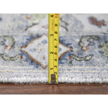Load image into Gallery viewer, 2&#39;6&quot;x11&#39;9&quot; Powder White, Oushak With Floral Motifs, Denser Weave, Hand Knotted, Pure Wool, Runner, Oriental Rug FWR60516