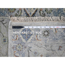 Load image into Gallery viewer, 2&#39;6&quot;x11&#39;9&quot; Powder White, Oushak With Floral Motifs, Denser Weave, Hand Knotted, Pure Wool, Runner, Oriental Rug FWR60516