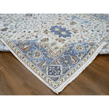 Load image into Gallery viewer, 8&#39;x13&#39;9&quot; Daisy White, Denser Weave, Oushak With Floral Motifs, Hand Knotted, Natural Wool, Wide Gallery Size, Oriental Rug FWR60522