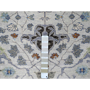 8'x13'9" Daisy White, Denser Weave, Oushak With Floral Motifs, Hand Knotted, Natural Wool, Wide Gallery Size, Oriental Rug FWR60522
