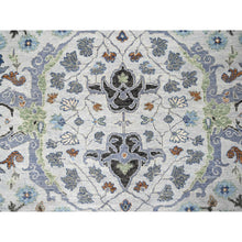 Load image into Gallery viewer, 8&#39;x13&#39;9&quot; Daisy White, Denser Weave, Oushak With Floral Motifs, Hand Knotted, Natural Wool, Wide Gallery Size, Oriental Rug FWR60522