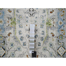 Load image into Gallery viewer, 2&#39;5&quot;x7&#39;9&quot; Pearl White, Denser Weave, Oushak With Floral Motifs, Pure Wool, Hand Knotted, Runner, Oriental Rug FWR60528