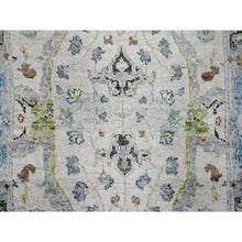 Load image into Gallery viewer, 2&#39;5&quot;x7&#39;9&quot; Pearl White, Denser Weave, Oushak With Floral Motifs, Pure Wool, Hand Knotted, Runner, Oriental Rug FWR60528