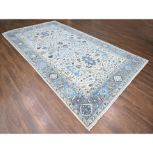 Load image into Gallery viewer, 8&#39;10&quot;x16&#39; Pearl White, Oushak With Floral Motifs, Denser Weave, Hand Knotted, Natural Wool, Wide Gallery Size, Oriental Rug FWR60552