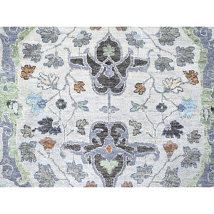 8'10"x16' Pearl White, Oushak With Floral Motifs, Denser Weave, Hand Knotted, Natural Wool, Wide Gallery Size, Oriental Rug FWR60552
