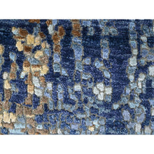 Load image into Gallery viewer, 2&#39;x3&#39; Yale Blue With Mix Of Gold, Modern Mosaic Design, Hand Knotted, Persian Knot, Denser Weave, Wool And Silk, Mat, Oriental Rug FWR60594