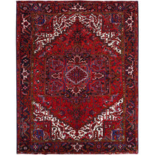 Load image into Gallery viewer, 8&#39;7&quot;x10&#39;10&quot; Pomegranate Red, Hand Knotted Evenly Worn Pure Wool, Old Persian Heriz, Good condition, Sides and Ends Professionally Secured and Cleaned, Sheared Low, Oriental Rug Sh100 FWR600