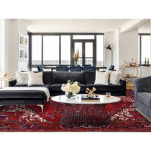 Load image into Gallery viewer, 8&#39;7&quot;x10&#39;10&quot; Pomegranate Red, Hand Knotted Evenly Worn Pure Wool, Old Persian Heriz, Good condition, Sides and Ends Professionally Secured and Cleaned, Sheared Low, Oriental Rug Sh100 FWR600